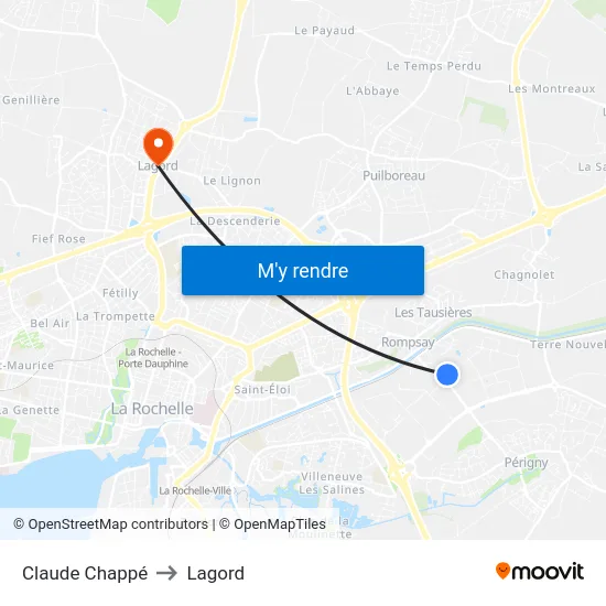 Claude Chappé to Lagord map