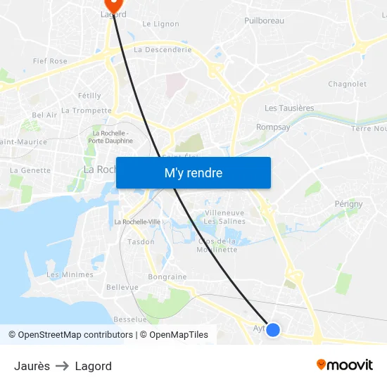 Jaurès to Lagord map