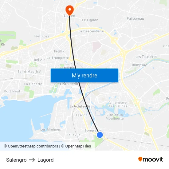 Salengro to Lagord map