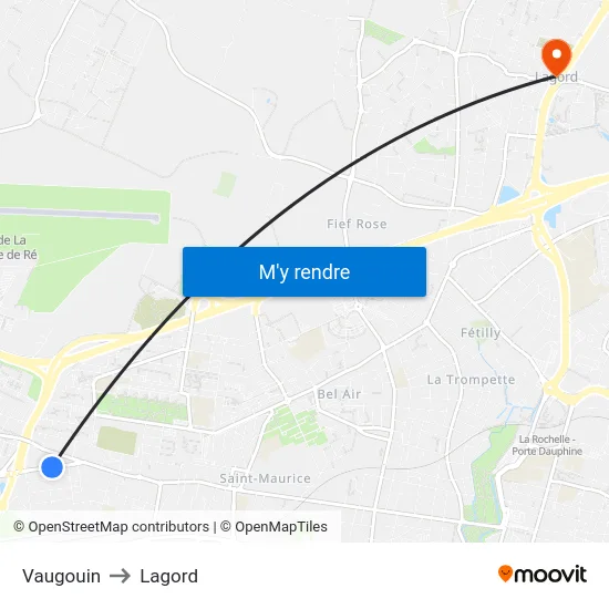 Vaugouin to Lagord map