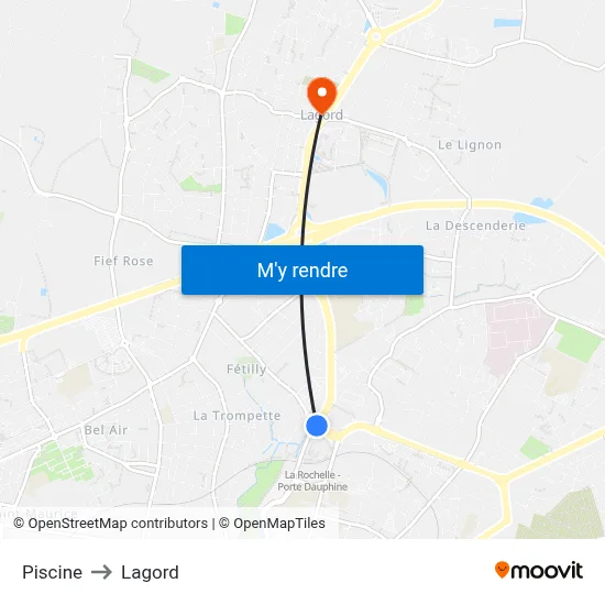 Piscine to Lagord map