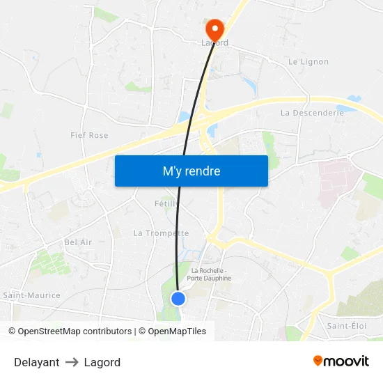Delayant to Lagord map