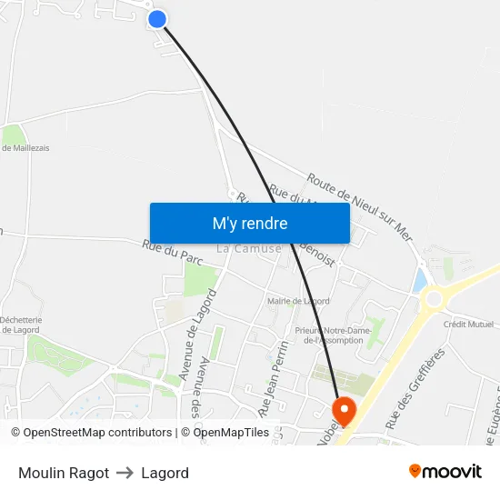 Moulin Ragot to Lagord map