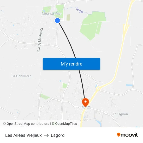 Les Allées Vieljeux to Lagord map