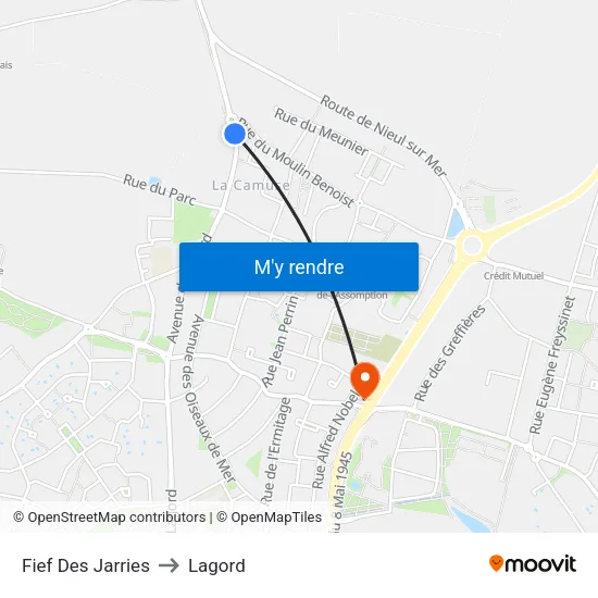 Fief Des Jarries to Lagord map