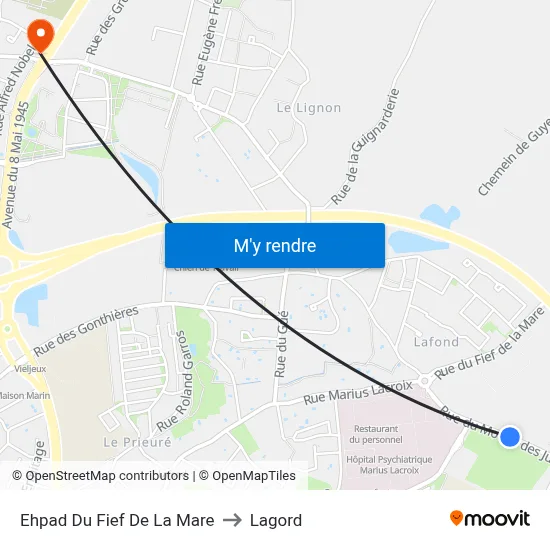Ehpad Du Fief De La Mare to Lagord map