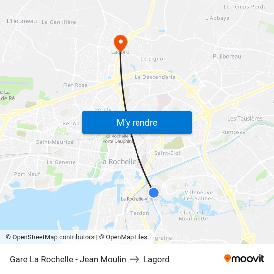 Gare La Rochelle - Jean Moulin to Lagord map