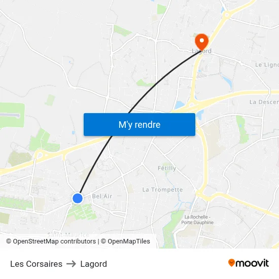 Les Corsaires to Lagord map