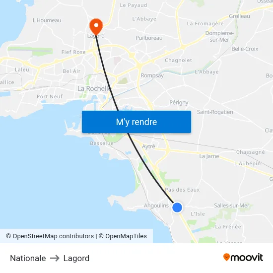 Nationale to Lagord map