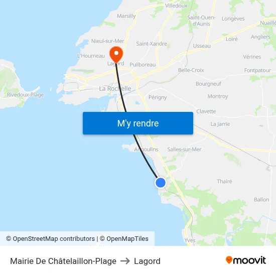 Mairie De Châtelaillon-Plage to Lagord map