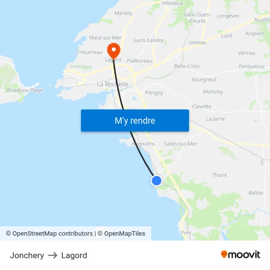 Jonchery to Lagord map