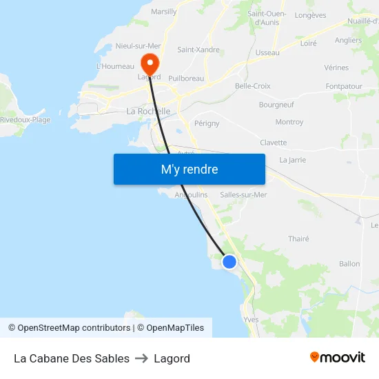 La Cabane Des Sables to Lagord map