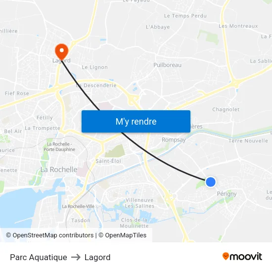 Parc Aquatique to Lagord map