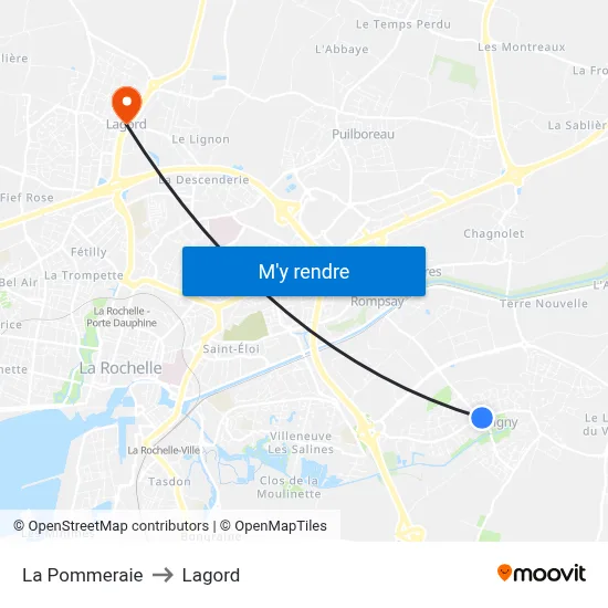 La Pommeraie to Lagord map