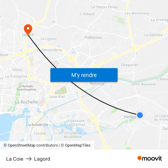 La Coie to Lagord map