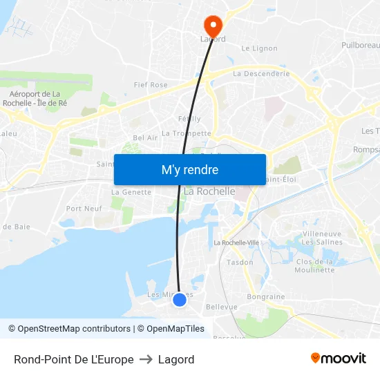 Rond-Point De L'Europe to Lagord map
