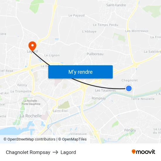 Chagnolet Rompsay to Lagord map