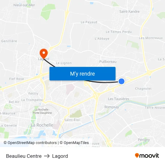 Beaulieu Centre to Lagord map