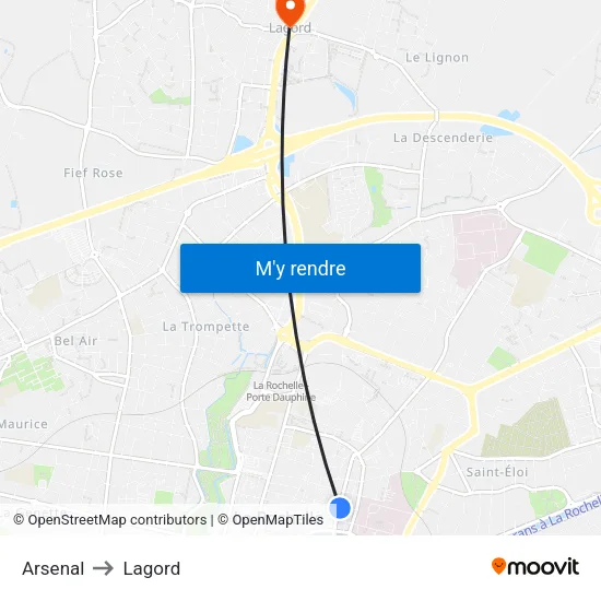 Arsenal to Lagord map