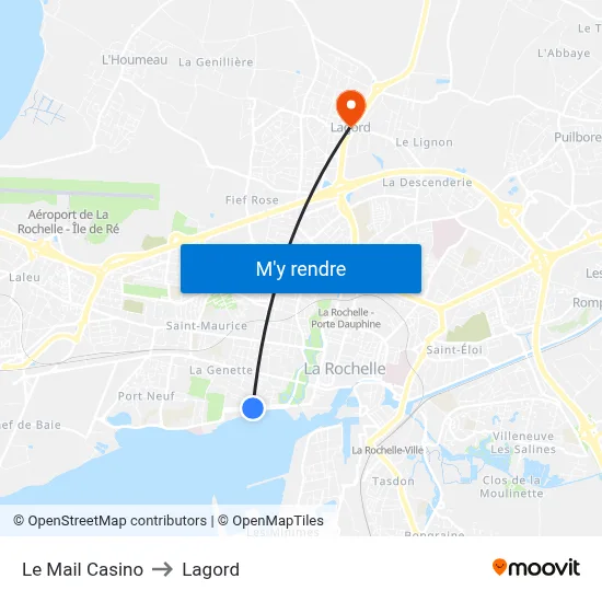Le Mail Casino to Lagord map