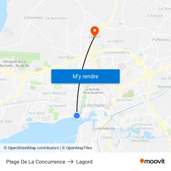 Plage De La Concurrence to Lagord map