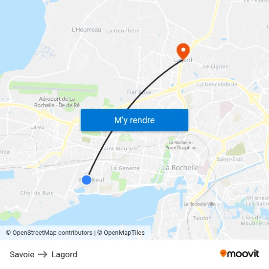 Savoie to Lagord map