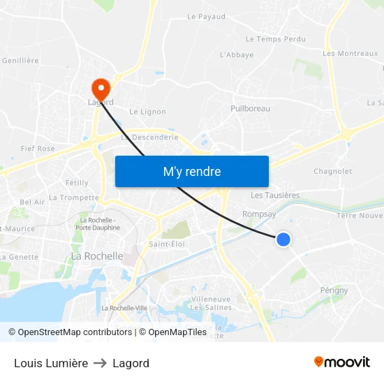 Louis Lumière to Lagord map