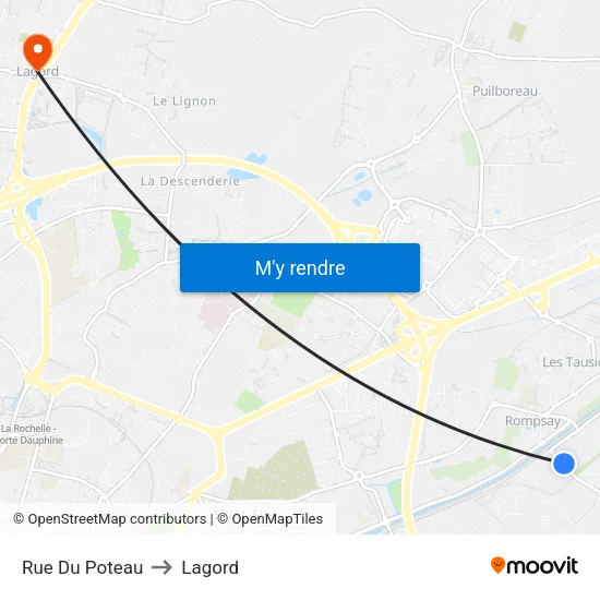 Rue Du Poteau to Lagord map