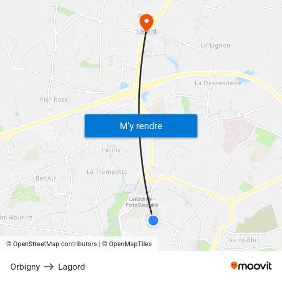 Orbigny to Lagord map