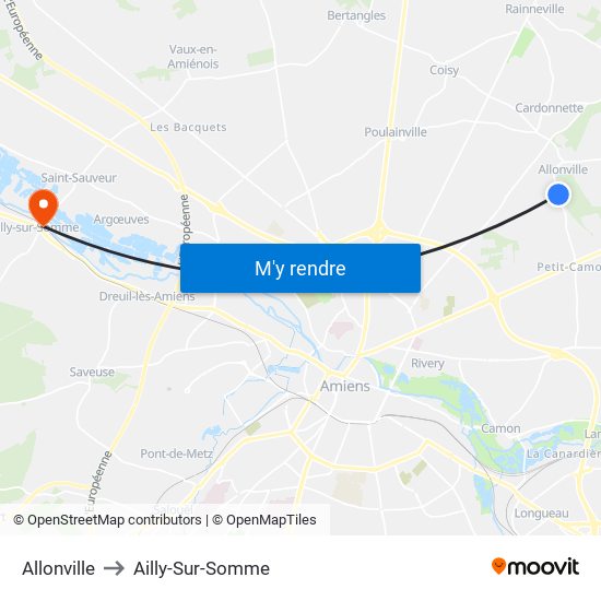 Allonville to Ailly-Sur-Somme map