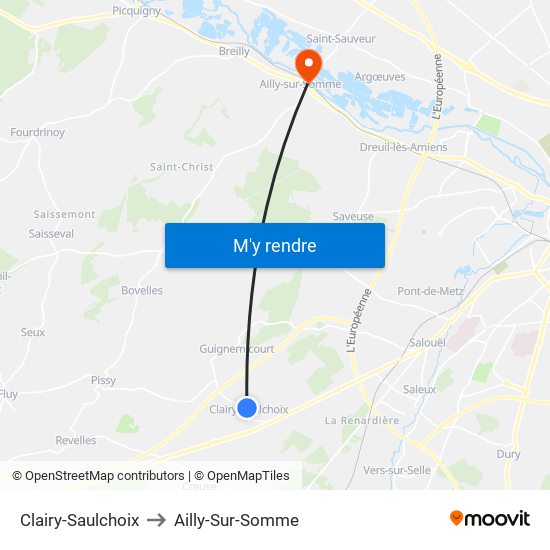 Clairy-Saulchoix to Ailly-Sur-Somme map