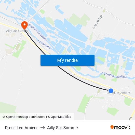 Dreuil-Lès-Amiens to Ailly-Sur-Somme map