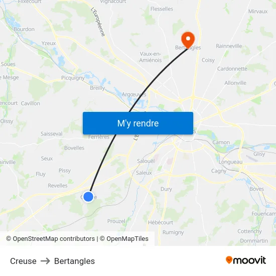 Creuse to Bertangles map