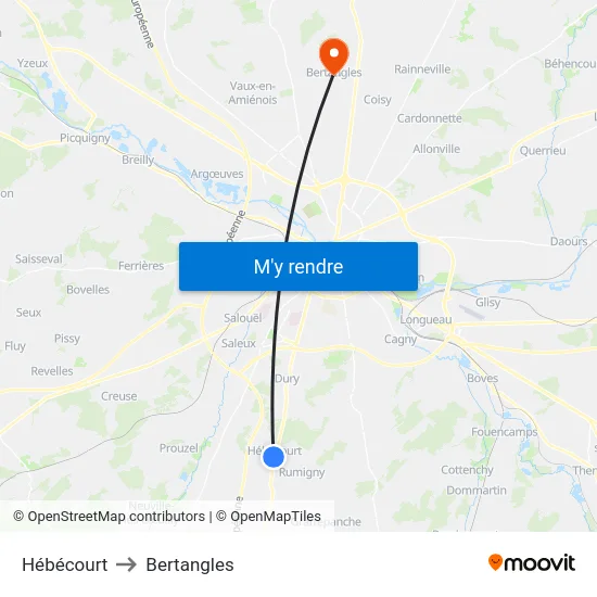 Hébécourt to Bertangles map