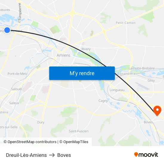 Dreuil-Lès-Amiens to Boves map