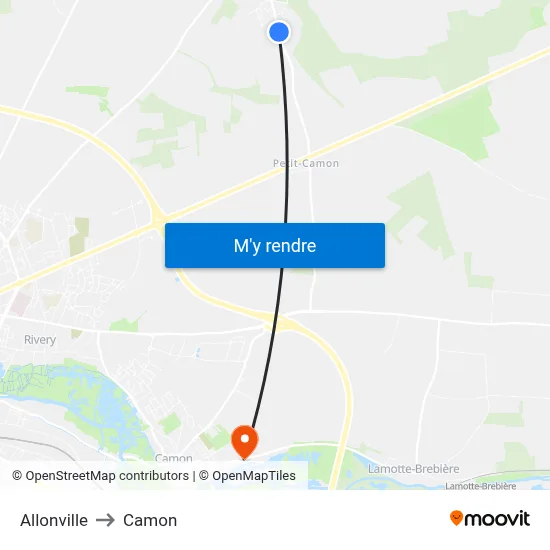 Allonville to Camon map