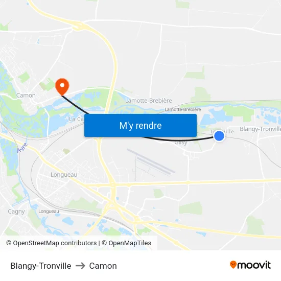 Blangy-Tronville to Camon map