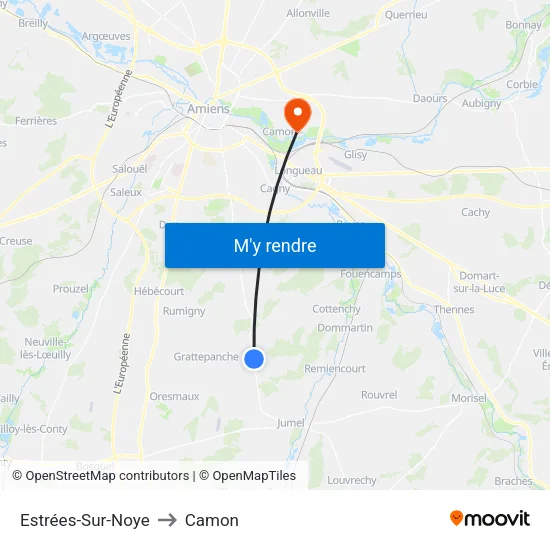 Estrées-Sur-Noye to Camon map