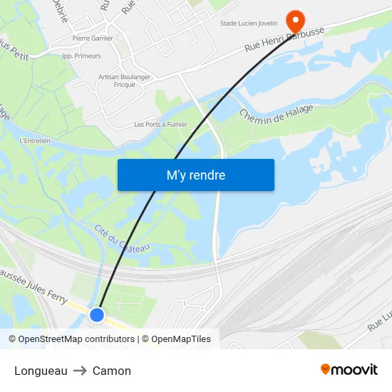 Longueau to Camon map