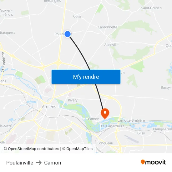 Poulainville to Camon map