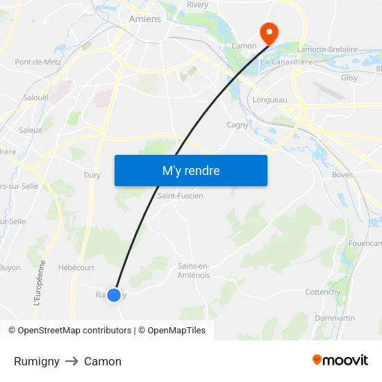Rumigny to Camon map