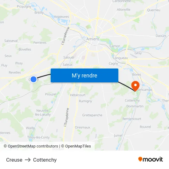 Creuse to Cottenchy map