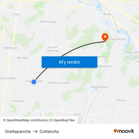 Grattepanche to Cottenchy map