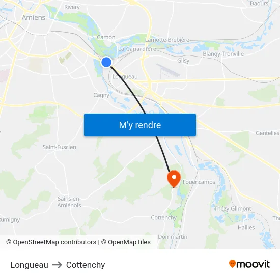 Longueau to Cottenchy map