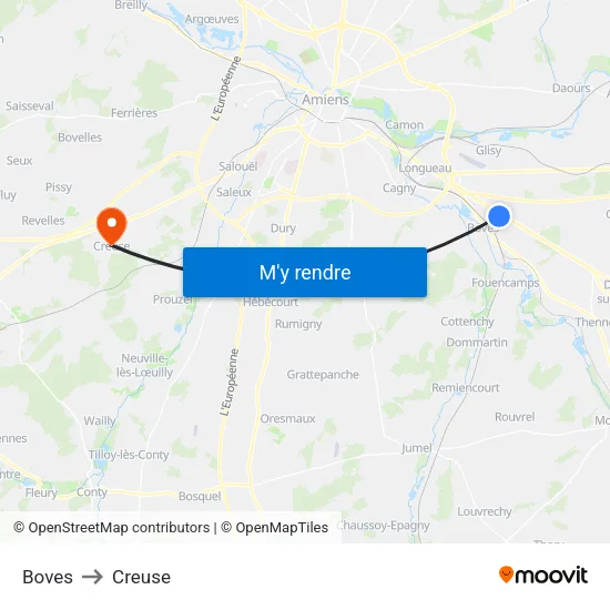 Boves to Creuse map