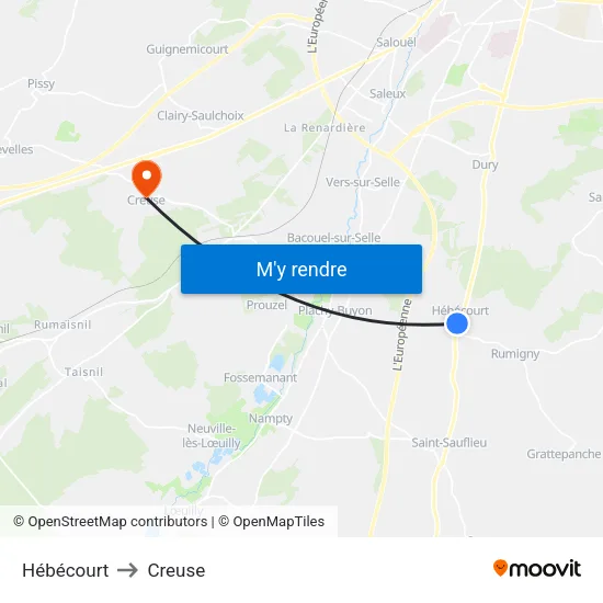 Hébécourt to Creuse map