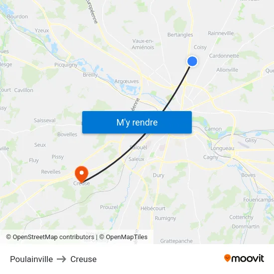 Poulainville to Creuse map