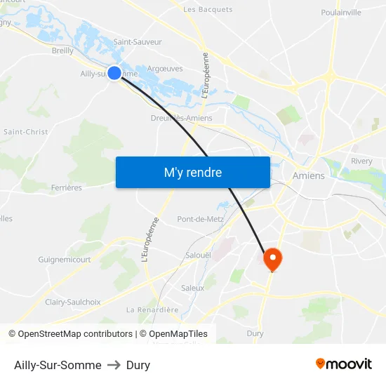 Ailly-Sur-Somme to Dury map