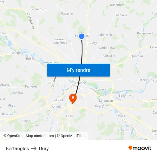 Bertangles to Dury map