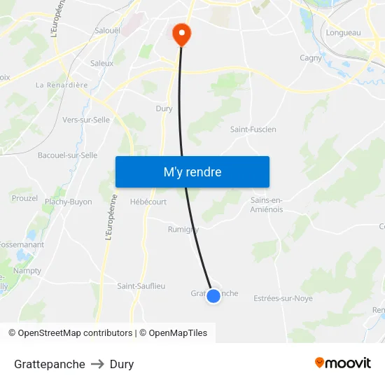 Grattepanche to Dury map